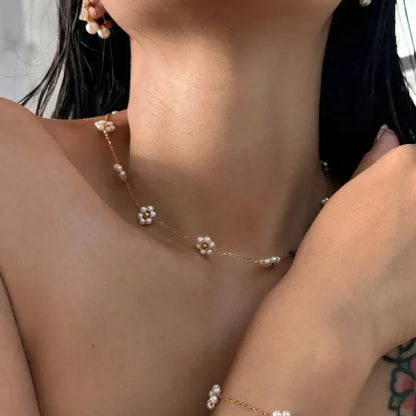 Pearl Blossom Necklace - Diatoms
