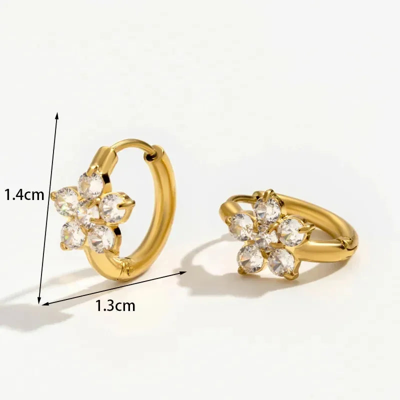 Flower Zircon Drop Earrings - Diatoms