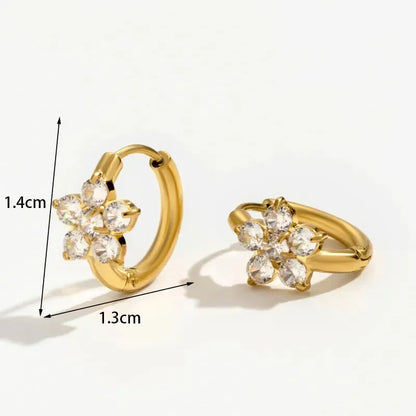 Flower Zircon Drop Earrings - Diatoms
