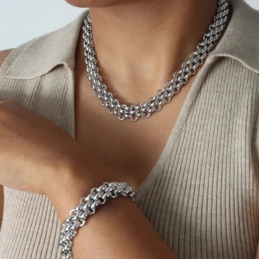 Golden Glam Hollow Out Bracelets Necklace - Diatoms