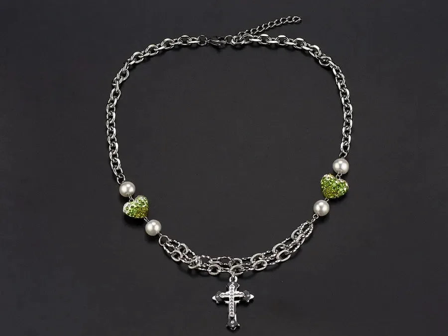 Diatoms Hip-Hop Heart Shape Inlay Rhinestones Unisex Pendant - Diatoms