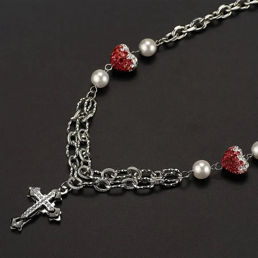 Diatoms Hip-Hop Heart Shape Inlay Rhinestones Unisex Pendant - Diatoms