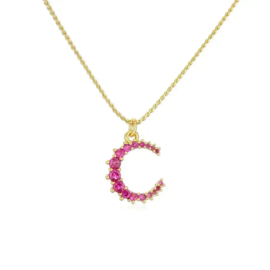 Diatoms Moon Purple Zircon Pendant Necklace - Diatoms