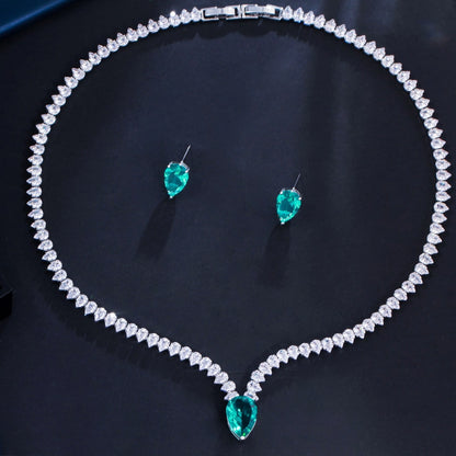 Light Green Emerald Set Necklace and Earrings