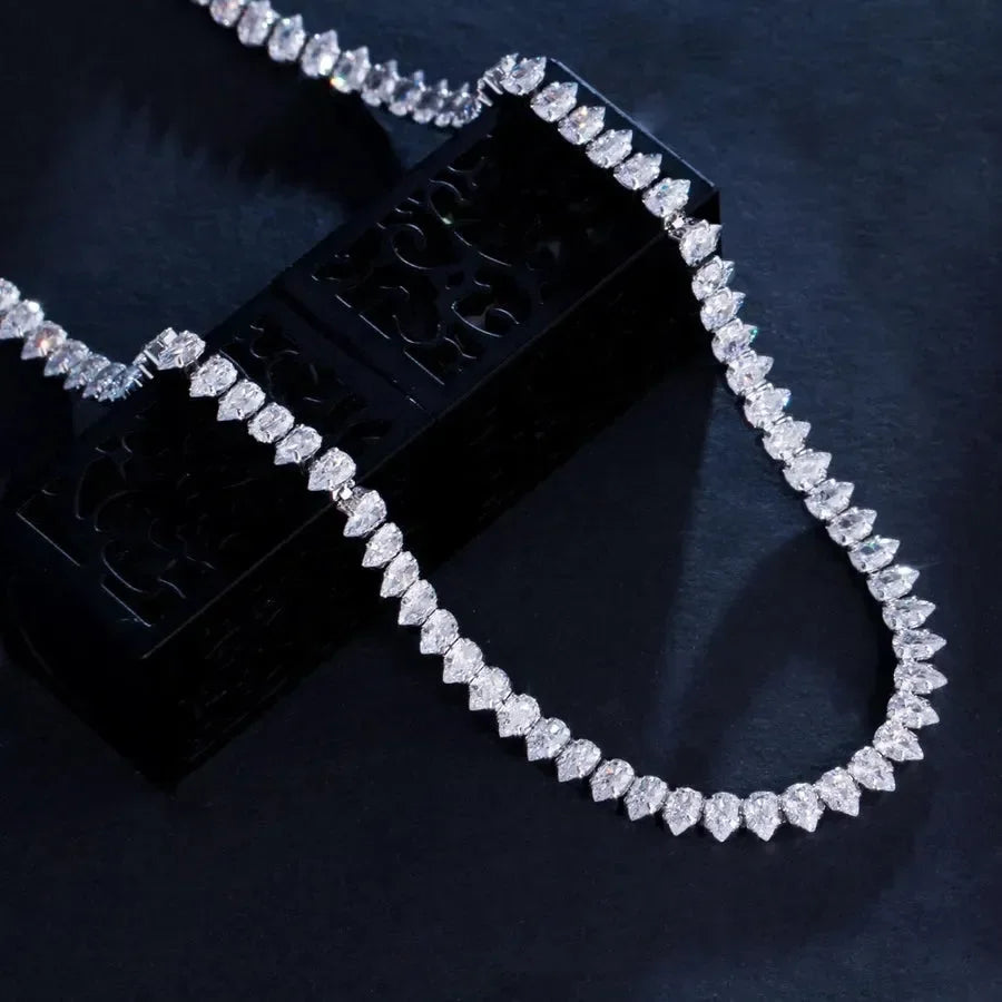 Elegant Lady Korean Style Diamond Earrings Necklace Set - Diatoms