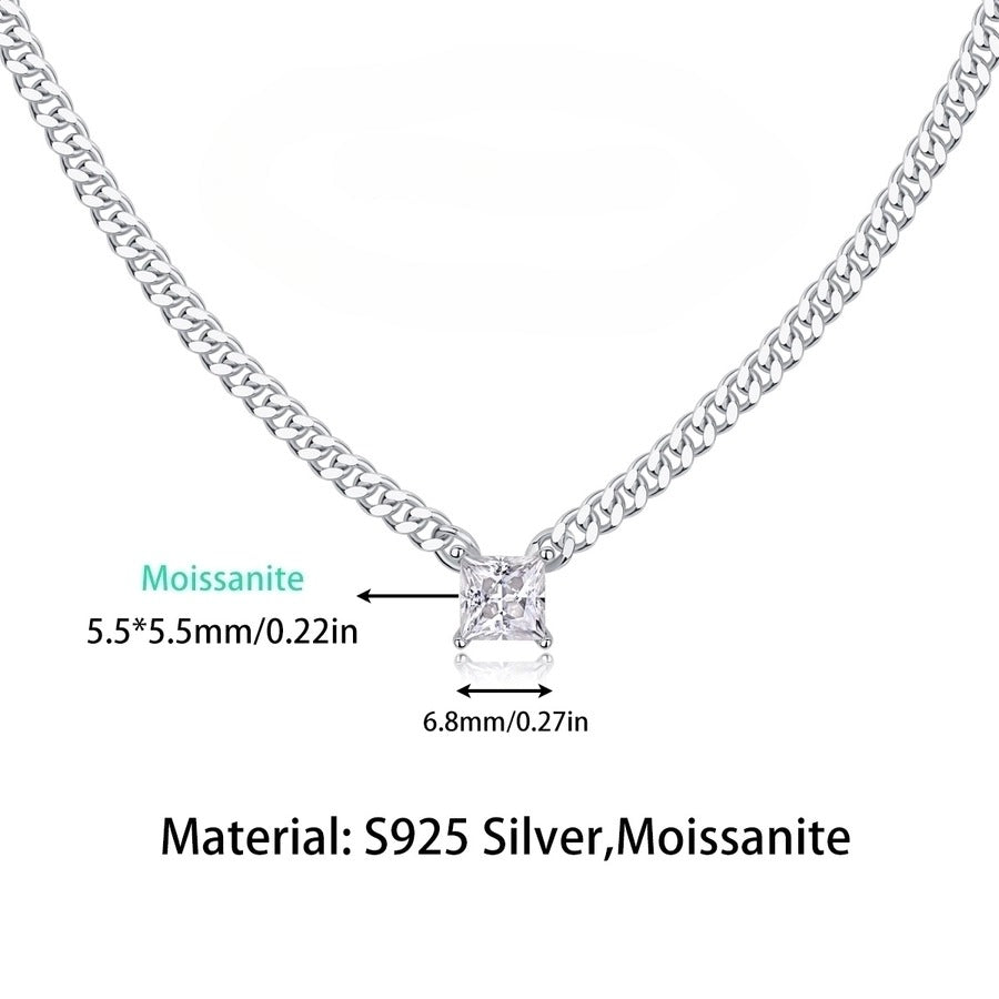 Luxy 925 Sterling Silver Moissanite Square GRA Certificate Pendant