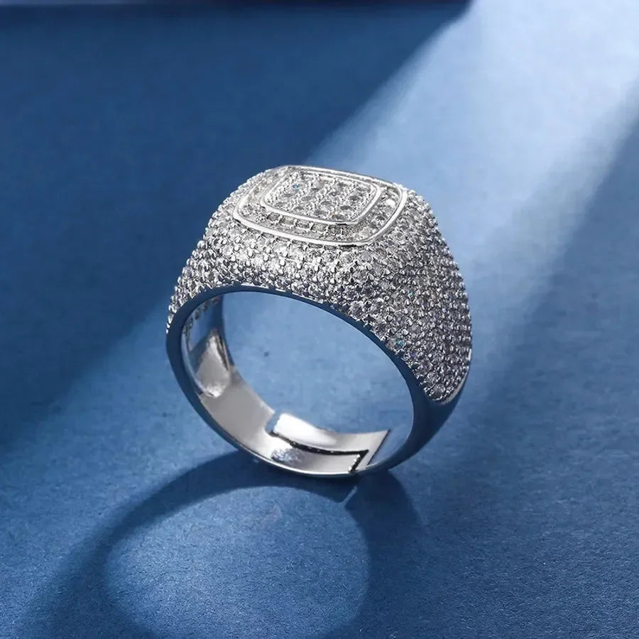 White Gold Men's Ring - Diatoms