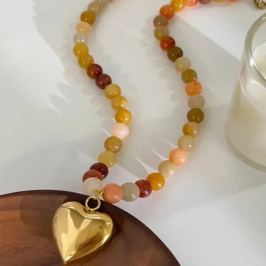 Luxy Natural Stone Beaded Necklace - Diatoms