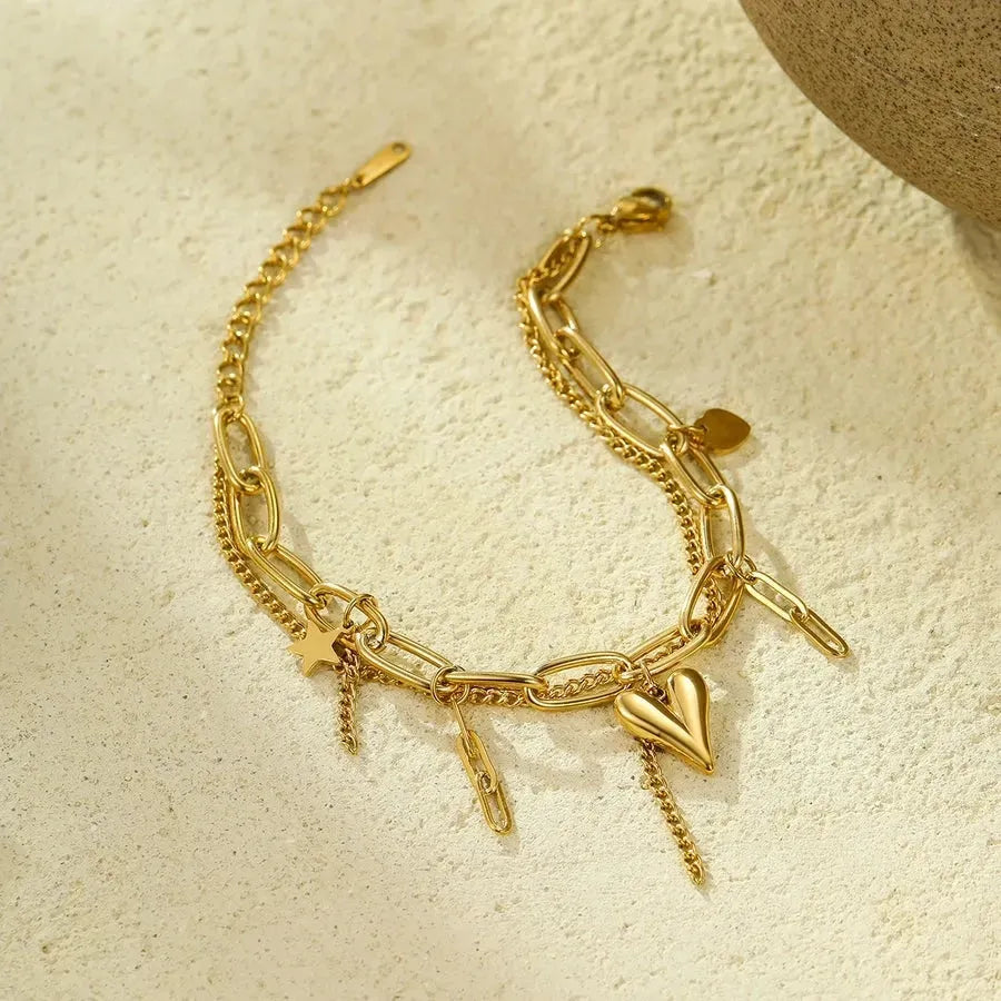 Star Heart Chainlink Bracelet - Diatoms