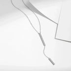 Sterling Silver Inlay Geometric Long Necklace - Diatoms