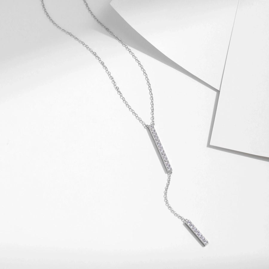 Sterling Silver Inlay Geometric Long Necklace