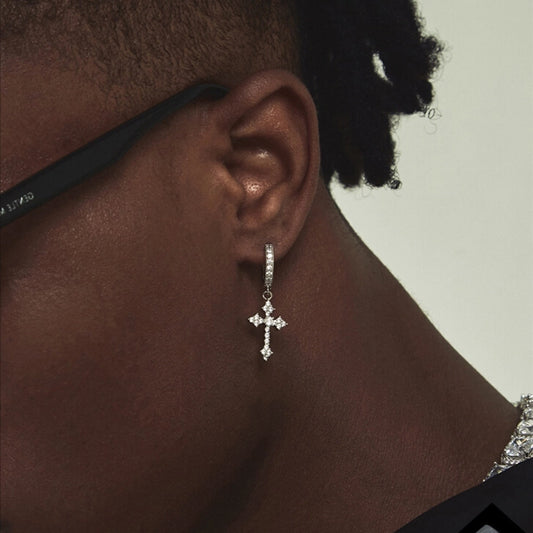 Diatoms Men Cross Earrings