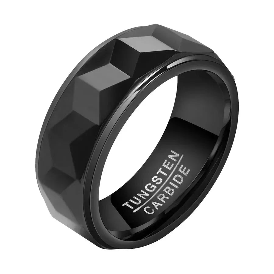 Men's Black Rings - Diatoms