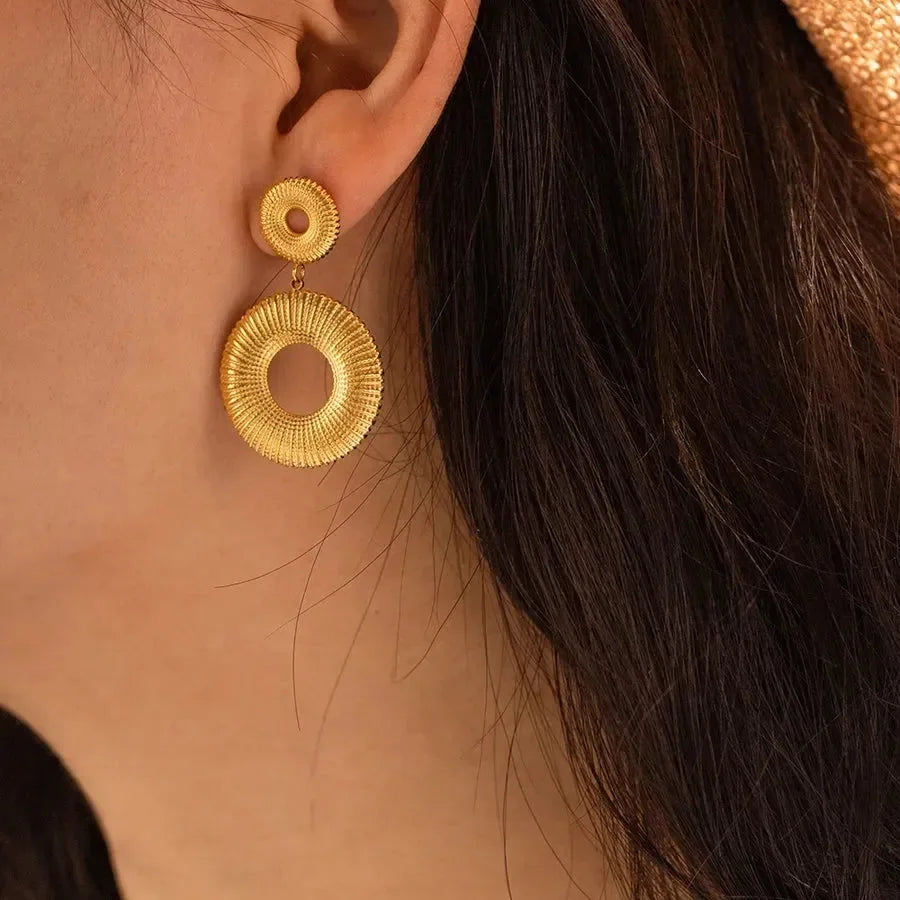 Luxy Double Hollow Hoop Earrings - Diatoms