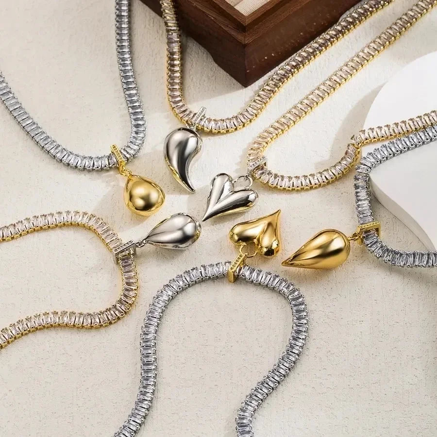 Three-dimensional Inlay Heart Shape Necklace - Diatoms