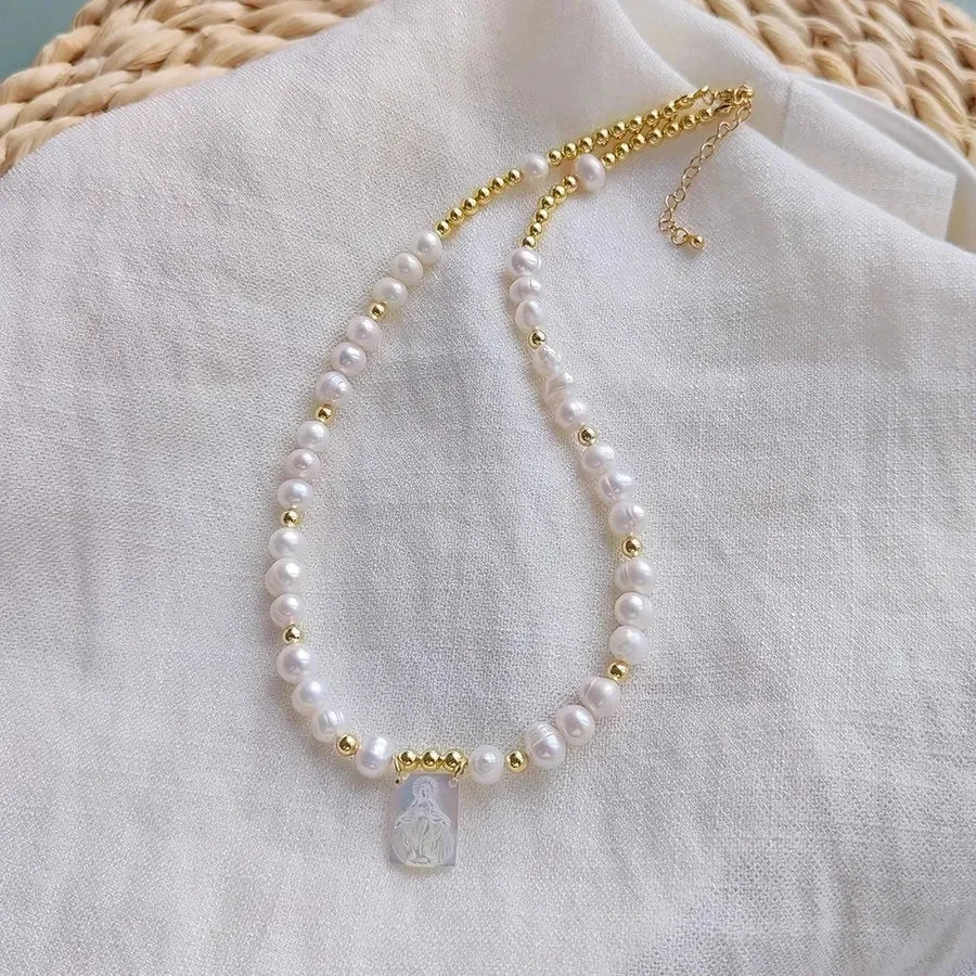 Elegant Portrait Faith Freshwater Pearl Necklace - Diatoms