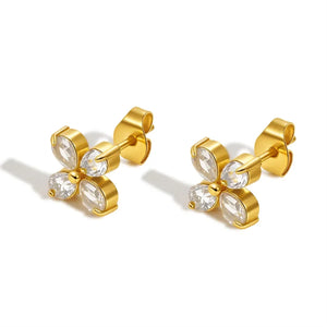 Shiny Flower Zircon Ear Studs