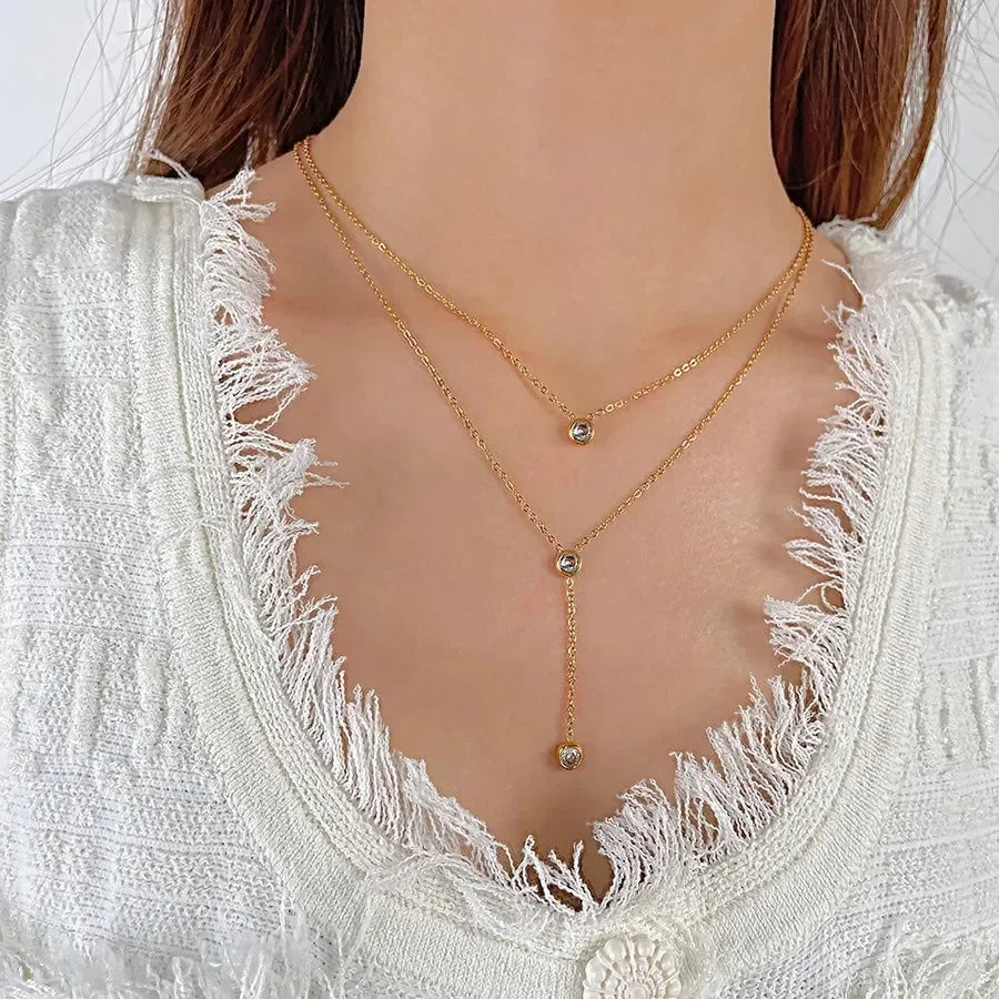 Double Layer Drop Necklace - Diatoms