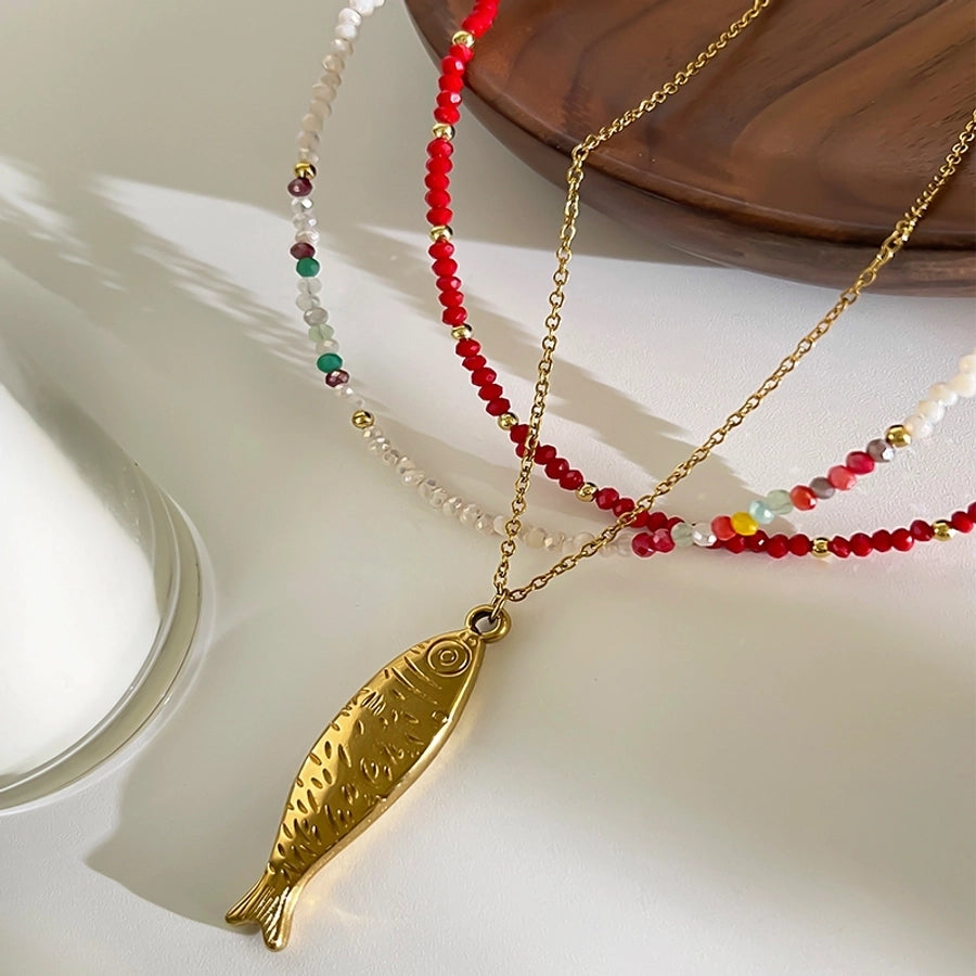 Vintage Style Fish Beaded Chain Necklaces