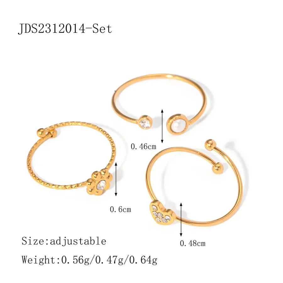Flower Heart 3 Rings Set - Diatoms