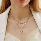 Luxy Double Layered Oval Necklace - Diatoms