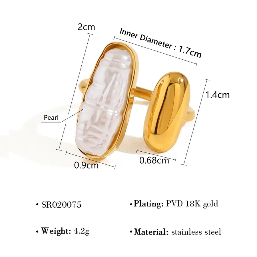 Elegant French Style Pearl Open Rings - Diatoms