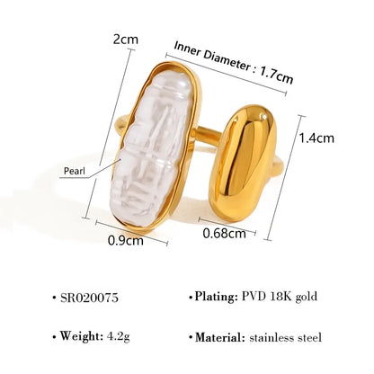 Elegant French Style Pearl Open Rings - Diatoms