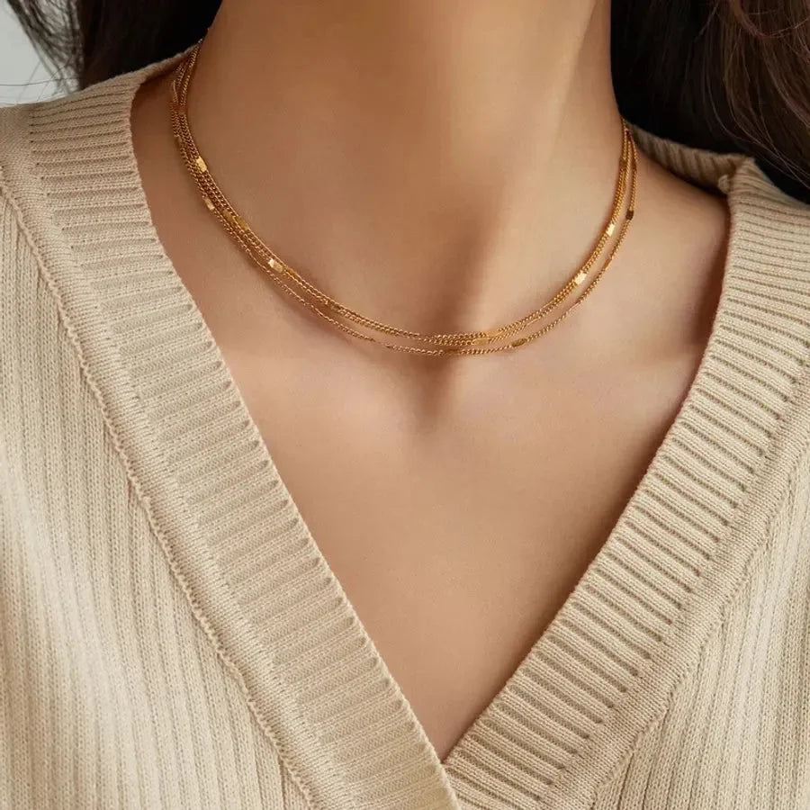 Luxy Triple Layered Chain Necklace - Diatoms