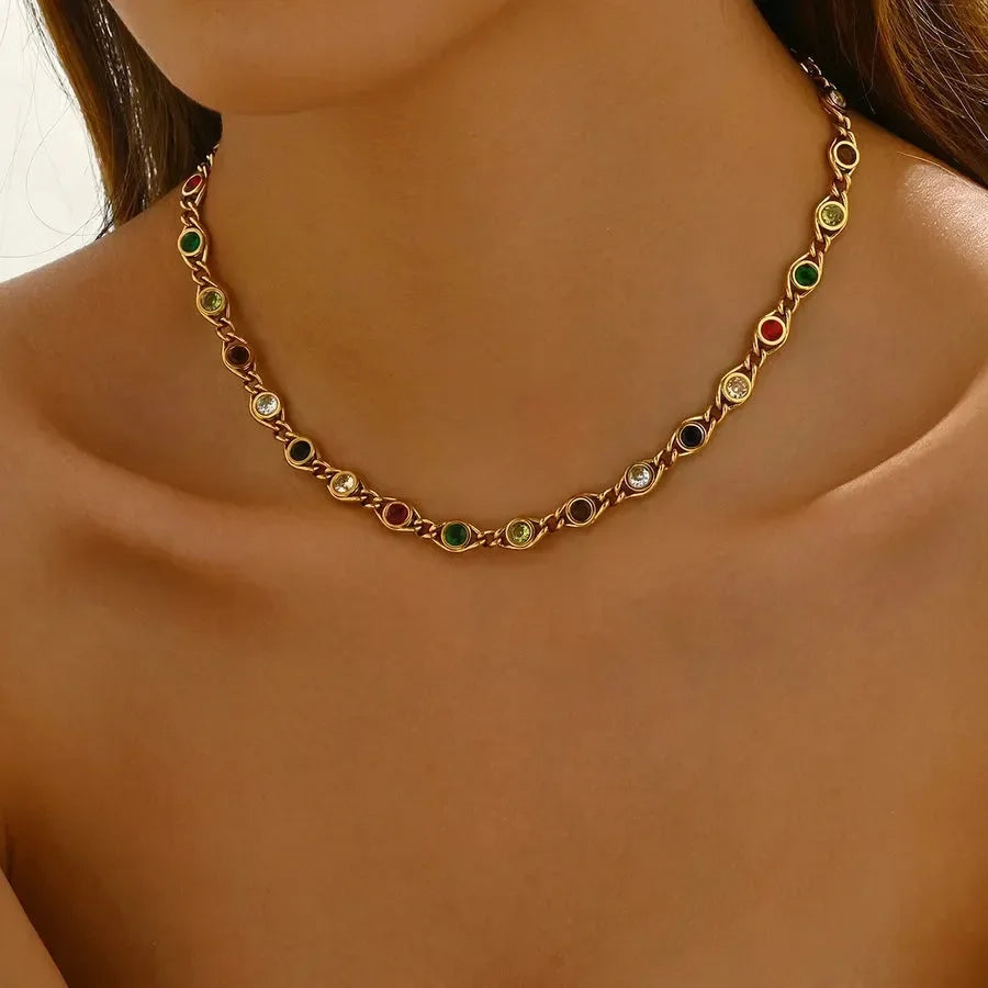 Multi Color Gem Necklace - Diatoms