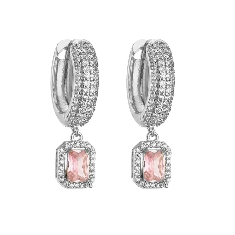Shiny Hoop Square Earrings - Diatoms