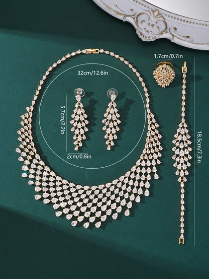 Luxurious Water Droplets Zircon Inlay Jewelry Set