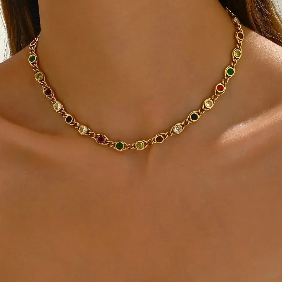 Multi Color Gem Necklace - Diatoms