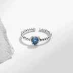 French Style Heart Shape Sterling Silver rings - Diatoms