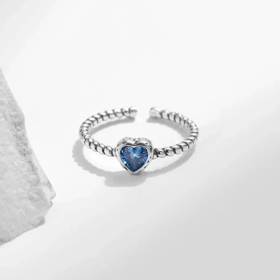 French Style Heart Shape Sterling Silver rings - Diatoms
