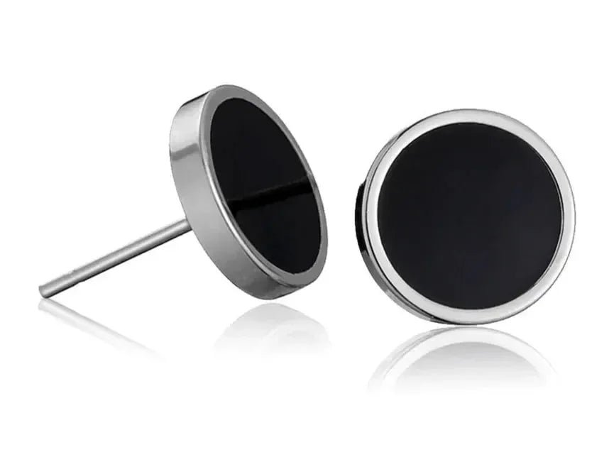 Black Dumbbell Round Stud - Diatoms