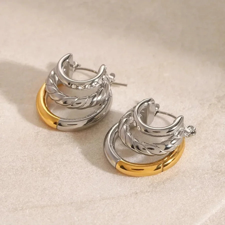 Luxy Dual Tone Earrings - Diatoms