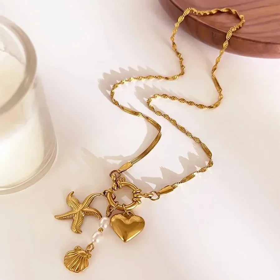 Blossom Starfish Heart Shape Necklace - Diatoms