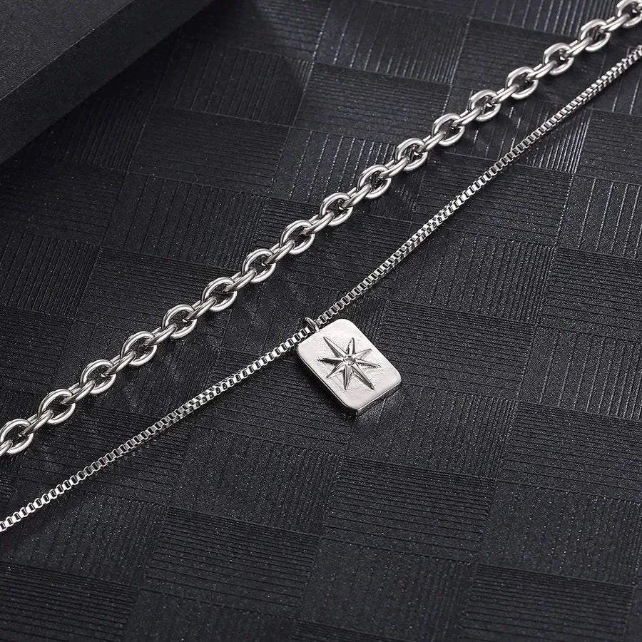 Diatoms Hip-Hop Retro Inlay Rhinestones Unisex Layered Necklace - Diatoms