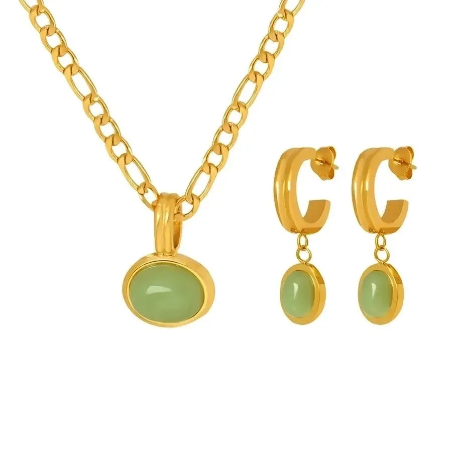 Natural Green Stone Pendant - Diatoms