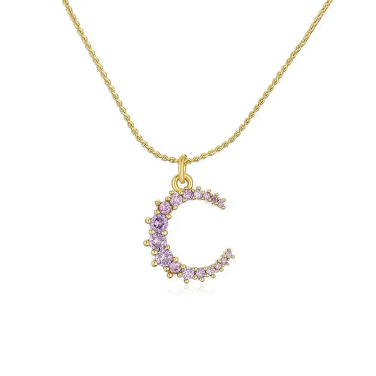 Diatoms Moon Purple Zircon Pendant Necklace - Diatoms