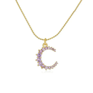Diatoms Moon Purple Zircon Pendant Necklace
