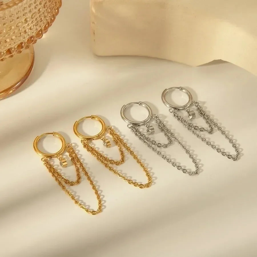 Exaggerated Classic Style Tassel Chain Drop Earrings - Diatoms