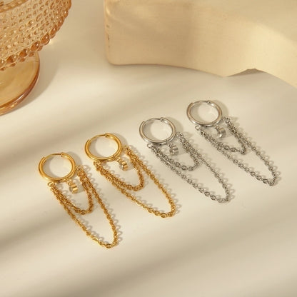 Exaggerated Classic Style Tassel Chain Drop Earrings