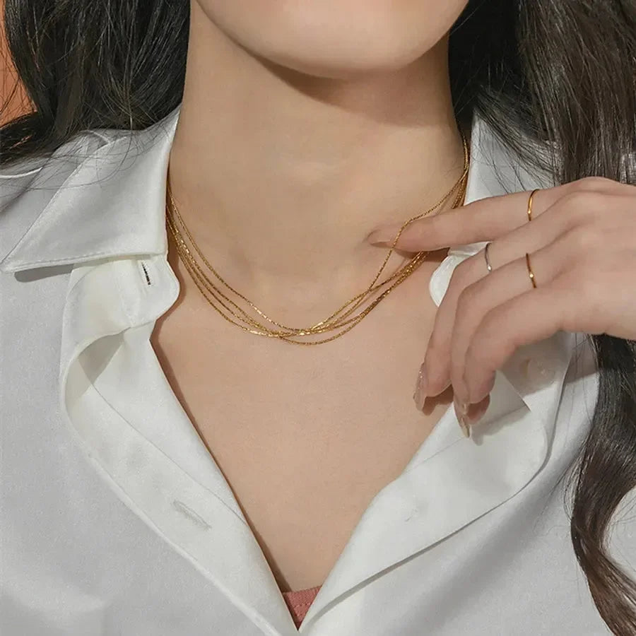 Golden Four Layered Necklace - Diatoms