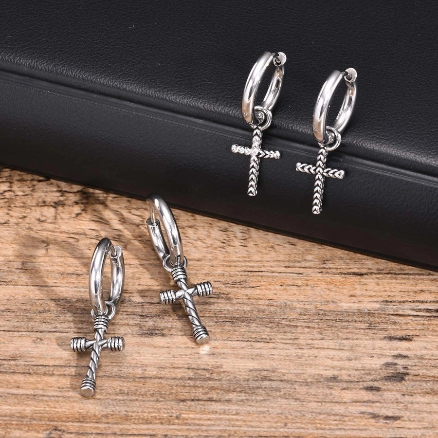 Diatoms Vintage Cross Earrings