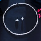 Elegant Lady Korean Style Diamond Earrings Necklace Set - Diatoms