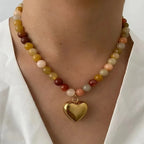 Luxy Natural Stone Beaded Necklace - Diatoms