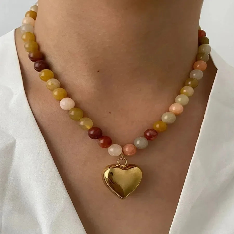 Luxy Natural Stone Beaded Necklace - Diatoms