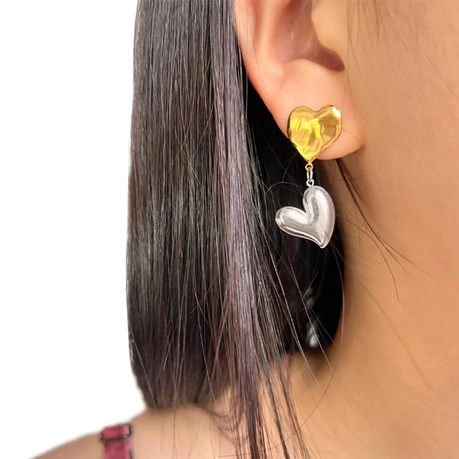 Double Heart Drop Earrings