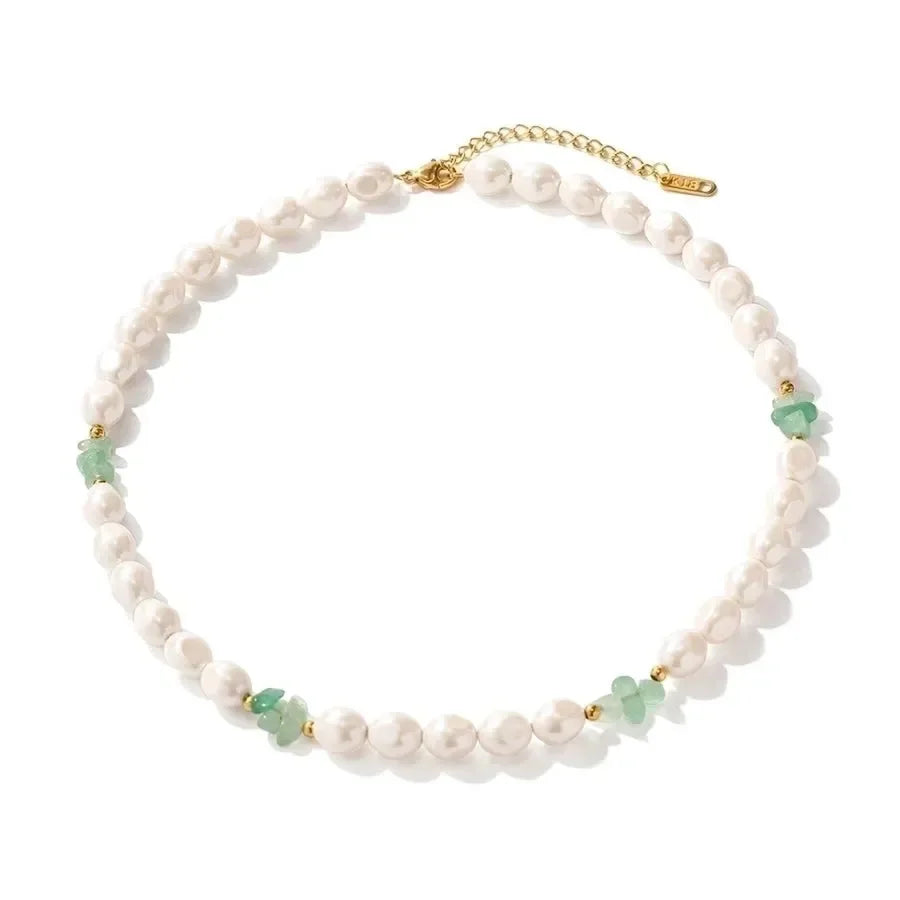Luxy Beaded Pearl Round Necklace - Diatoms